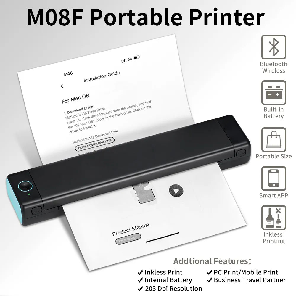 mipiace™     portable thermal printer Phomemo M08F A4